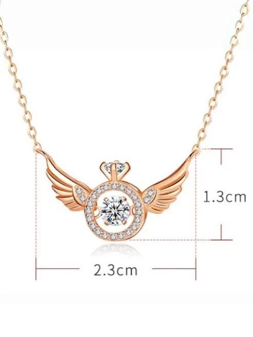 Ethereal Rose Gold Angel Wing Pendant Necklace – Grace & Elegance