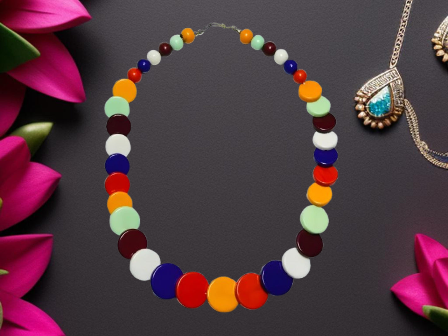 Vibrant Multi-Bead Necklace – Stylish & Playful Jewelry for Women & Girls