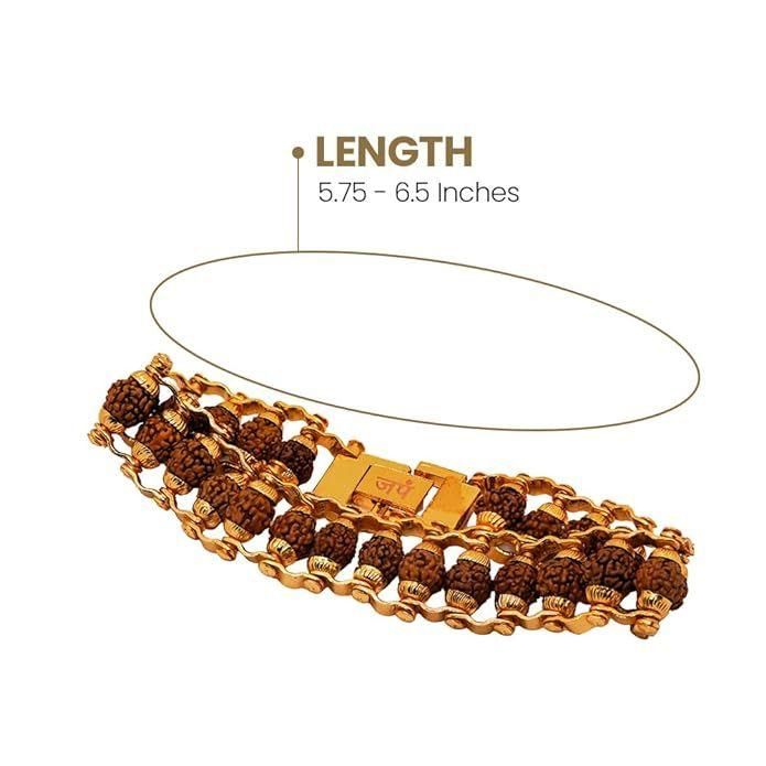 Authentic Panch Mukhi Rudraksha Bracelet with Gold Plating