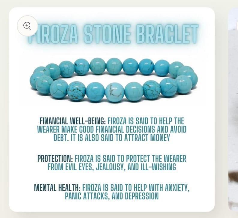 Elegant Turquoise Firoza Stone Beads Bracelet – Healing & Stylish